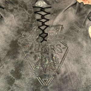 Affliction Gray Lace-Up Graphic Tee
